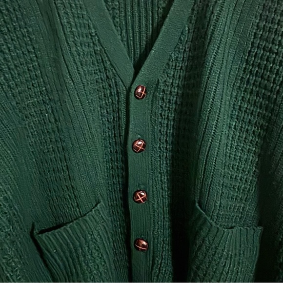 Vintage Towncraft “Grandpa” “Grunge” Green Knit Cardigan Sweater Men’s Size XL - Picture 2 of 6
